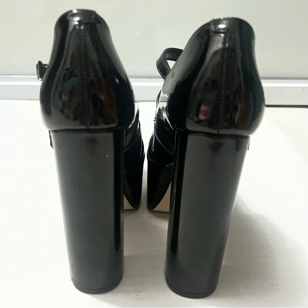 Block Platform Mary Jane Heels in Black